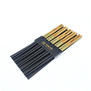 Chopsticks Set Black Twist Bamboo 5er