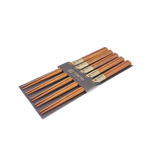 Chopstick Set Triangular Wood 5er