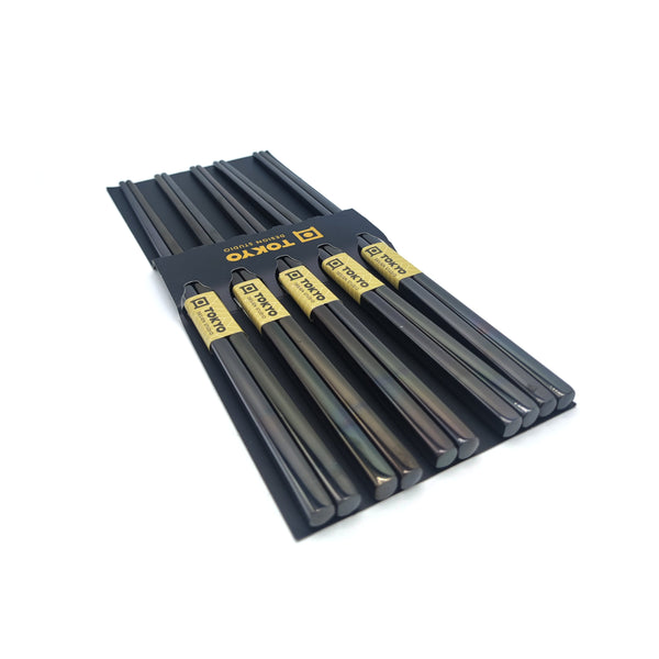 Chopsticks Set Stainless Steel Black 5er