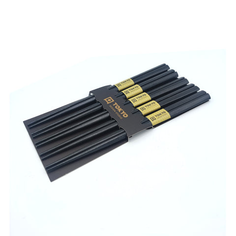 Chopstick Set Triangular Black Wood 5er
